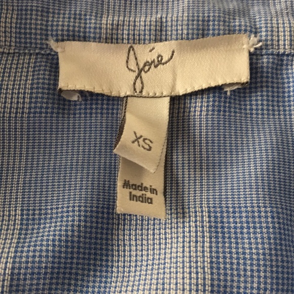 Blue and White Checkered Joie Button Down Size xs - Picture 2 of 3